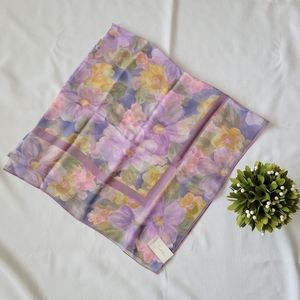 Mid-century 100% silk scarf, pastel floral pattern, Tralala